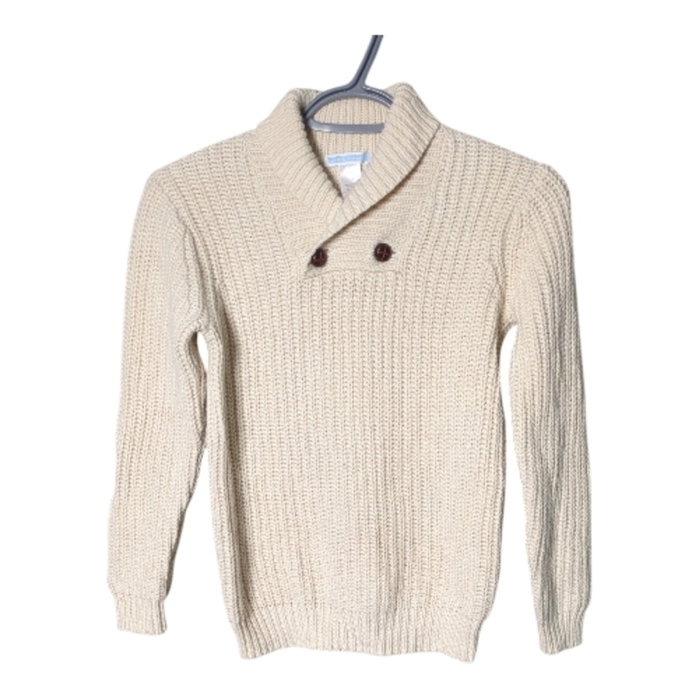 Janie and Jack‎ Shawl Collar Cable Sweater Ivory Size 7 Wool Blend